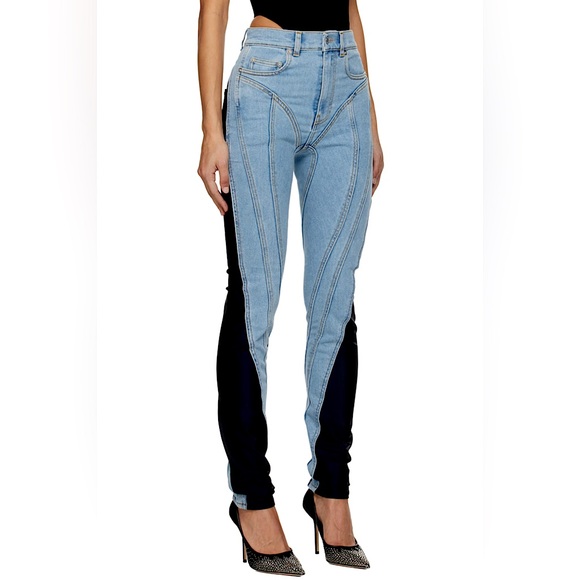 Mugler Spiral Mixed Media Jeans
